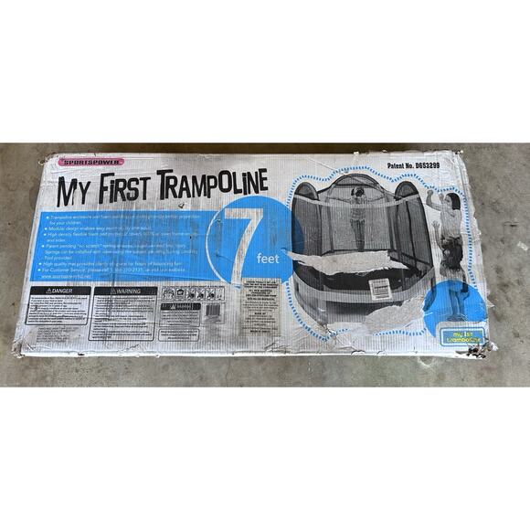 Open Box!7' My 1st Trampoline for Kids 3-10 with Safety Enclosure Blue and Green